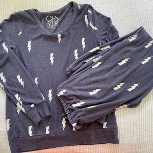 CHASER lightening bolt pajama / sweatsuit set